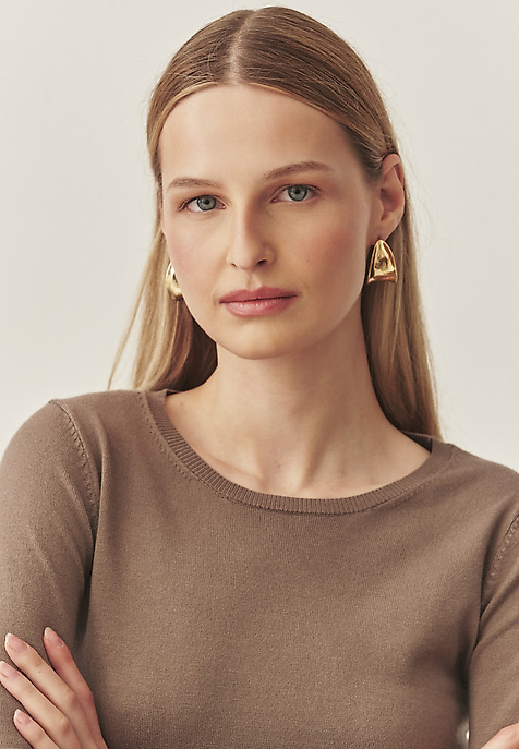 CLASSIC LADIES’ SWEATER WITH ROUND NECKLINE - TESSINI BEIGE 2