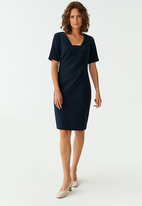 LADIES’ ELEGANT PENCIL DRESS BORKI NAVY BLUE 2