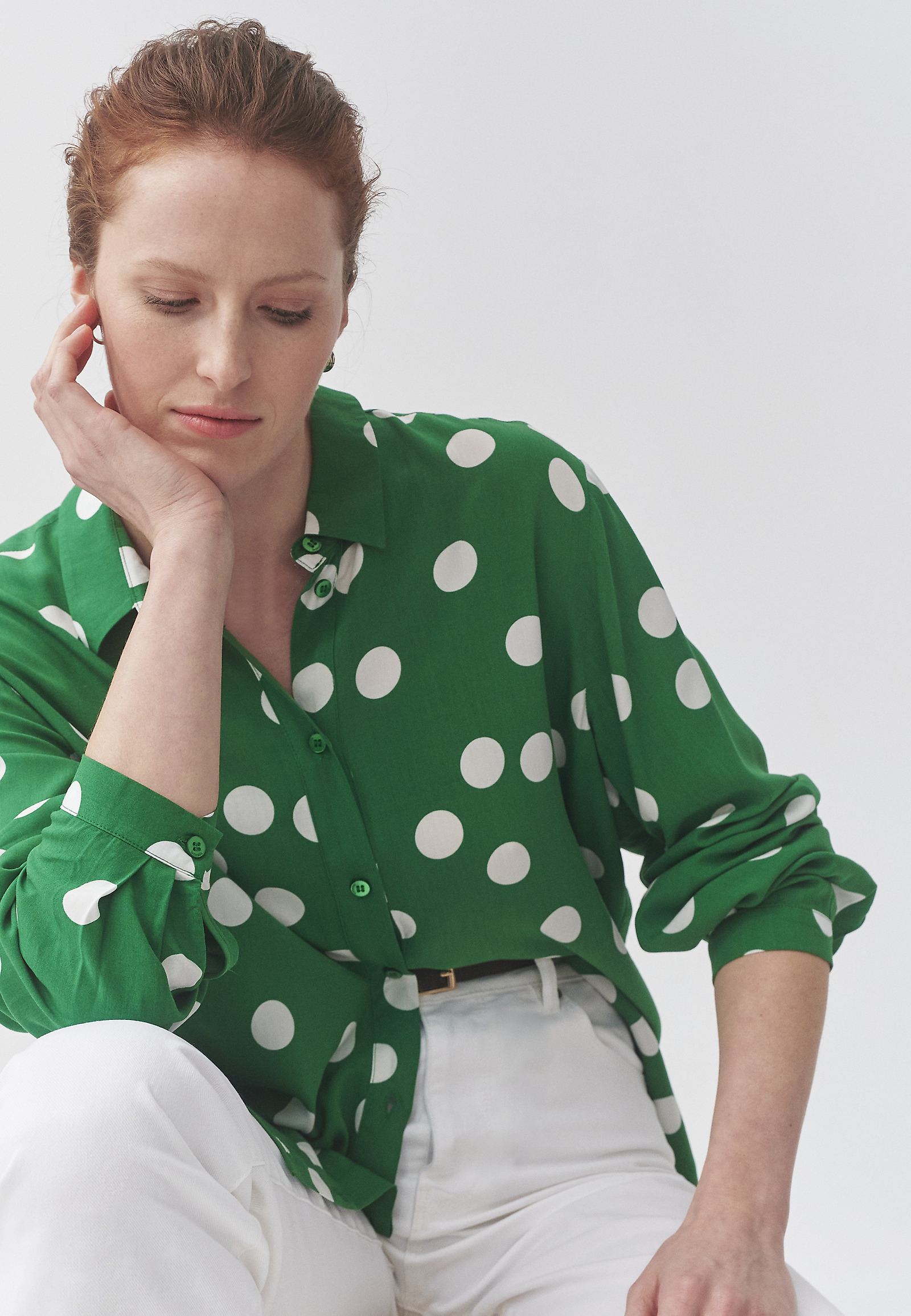 VISCOSE SHIRT WITH GREEN POLKA DOTS - DOTTA 1 VISCOSE SHIRT WITH GREEN POLKA DOTS - DOTTA 1 MULTICOLOR 106660