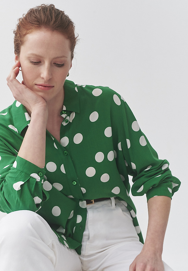 VISCOSE SHIRT WITH GREEN POLKA DOTS - DOTTA 1 VISCOSE SHIRT WITH GREEN POLKA DOTS - DOTTA 1 MULTIKOLOR 1