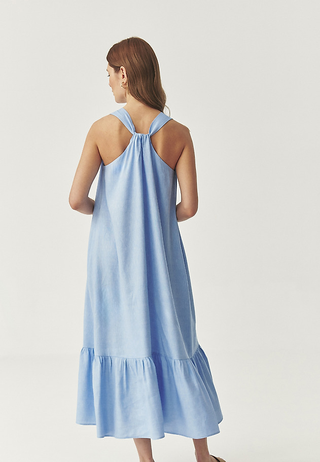 FLARED DRESS WITH LINEN - ESTELLA FLARED DRESS WITH LINEN - ESTELLA NIEBIESKI 3