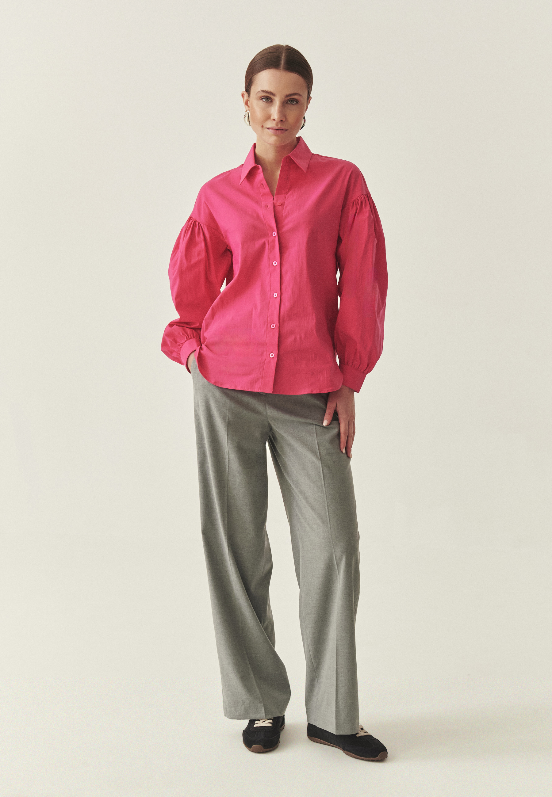 TKANINOWA KOSZULA O LUŹNYM KROJU - LEILA RÓŻOWY 2