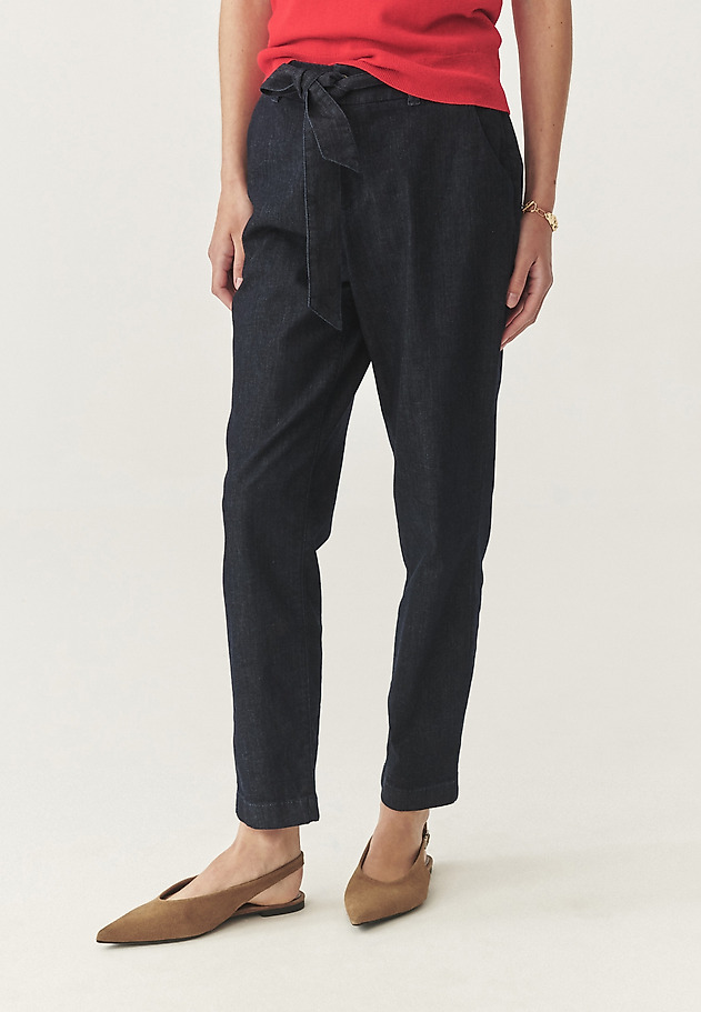 PANTALONI DIN DENIM CU CUREA - FARANA PANTALONI DIN DENIM CU CUREA - FARANA ALBASTRU 3