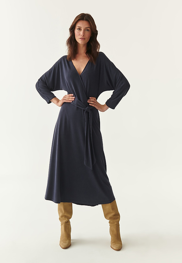 KNITTED WRAP DRESS APARTI KNITTED WRAP DRESS APARTI NAVY BLUE 5