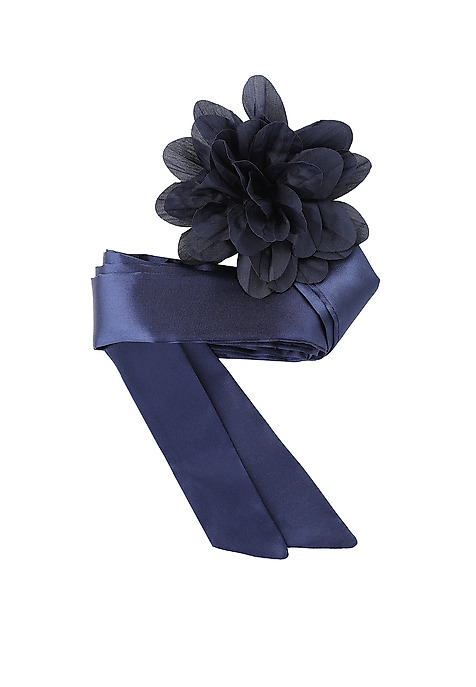 WOVEN FLOWER COLLECTION PENDANT WITH DECORATIVE FLOWER — SCRAFI NAVY BLUE 2