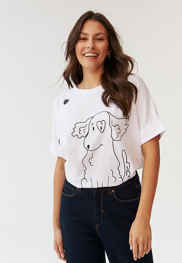 TRICOU LEJER DE DAMĂ, CU MOTIV LINIAR DE CÂINE - LIKE TRICOU LEJER DE DAMĂ, CU MOTIV LINIAR DE CÂINE - LIKE ALB 3