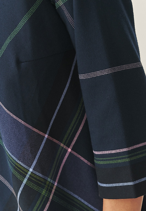 ROCHIE DIN ȚESĂTURĂ ÎN CAROURI CU MÂNECĂ ¾ — GRACY MULTICOLOR 2