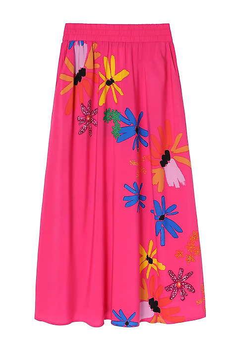 LADIES’ LONG FLORAL SKIRT - SAND 1 PINK 2