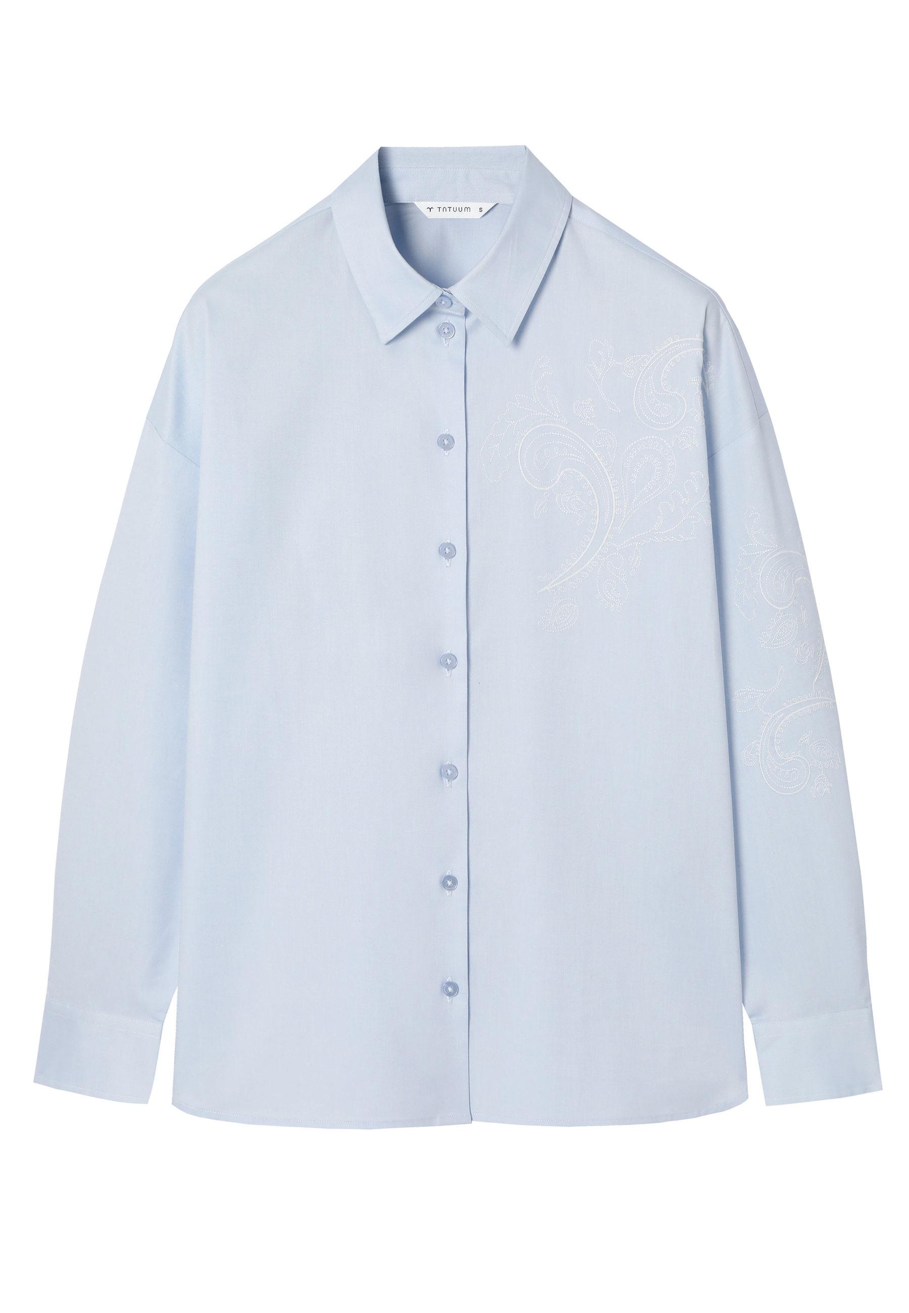 SWOBODNA KOSZULA Z HAFTEM - JEN NIEBIESKI 2