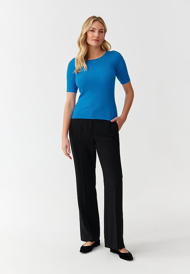 FITTED RIBBED LADIES’ SWEATER - SALMIKO FITTED RIBBED LADIES’ SWEATER - SALMIKO NIEBIESKI 2