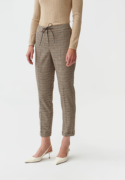PANTALONI DE DAMĂ DIN ȚESĂTURĂ CU CAROURI MOBIKO MULTICOLOR 2