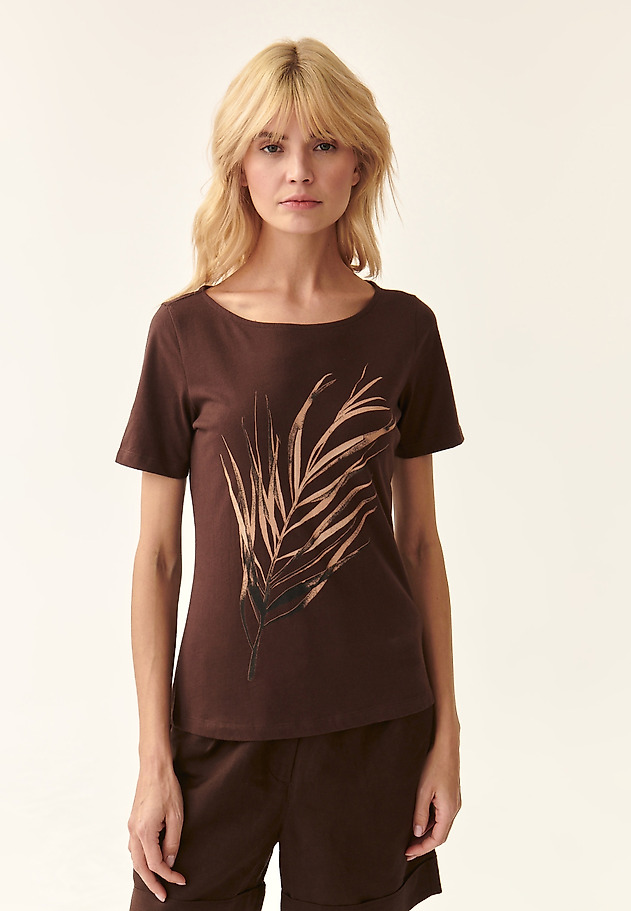 T-SHIRT DAMSKI Z BAWEŁNY MIKAJANA 2 T-SHIRT DAMSKI Z BAWEŁNY MIKAJANA 2 BRĄZOWY 3