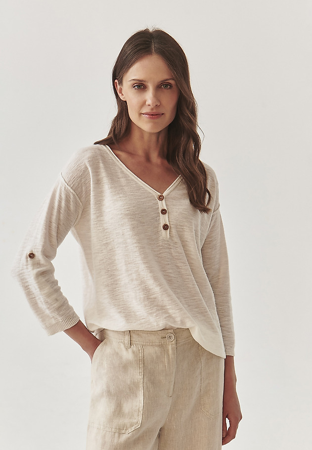 HÖLGYEK PAMUT BLÚZ FELGÖNGYÖLT UJJÚ - LILA HÖLGYEK PAMUT BLÚZ FELGÖNGYÖLT UJJÚ - LILA EKRÜ 1