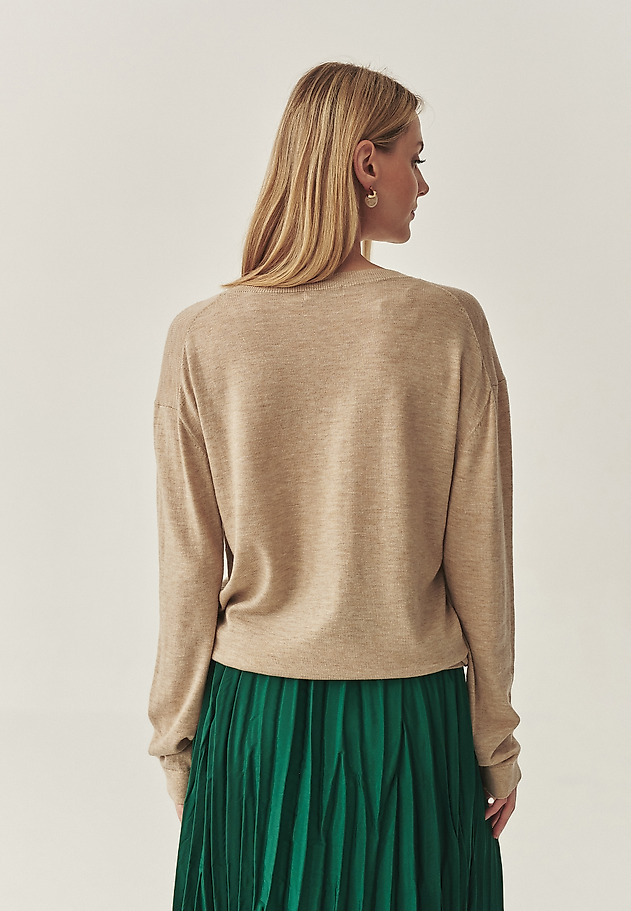 DOPASOWANY SWETER Z WEŁNĄ -TESS DOPASOWANY SWETER Z WEŁNĄ -TESS BEŻOWY 3