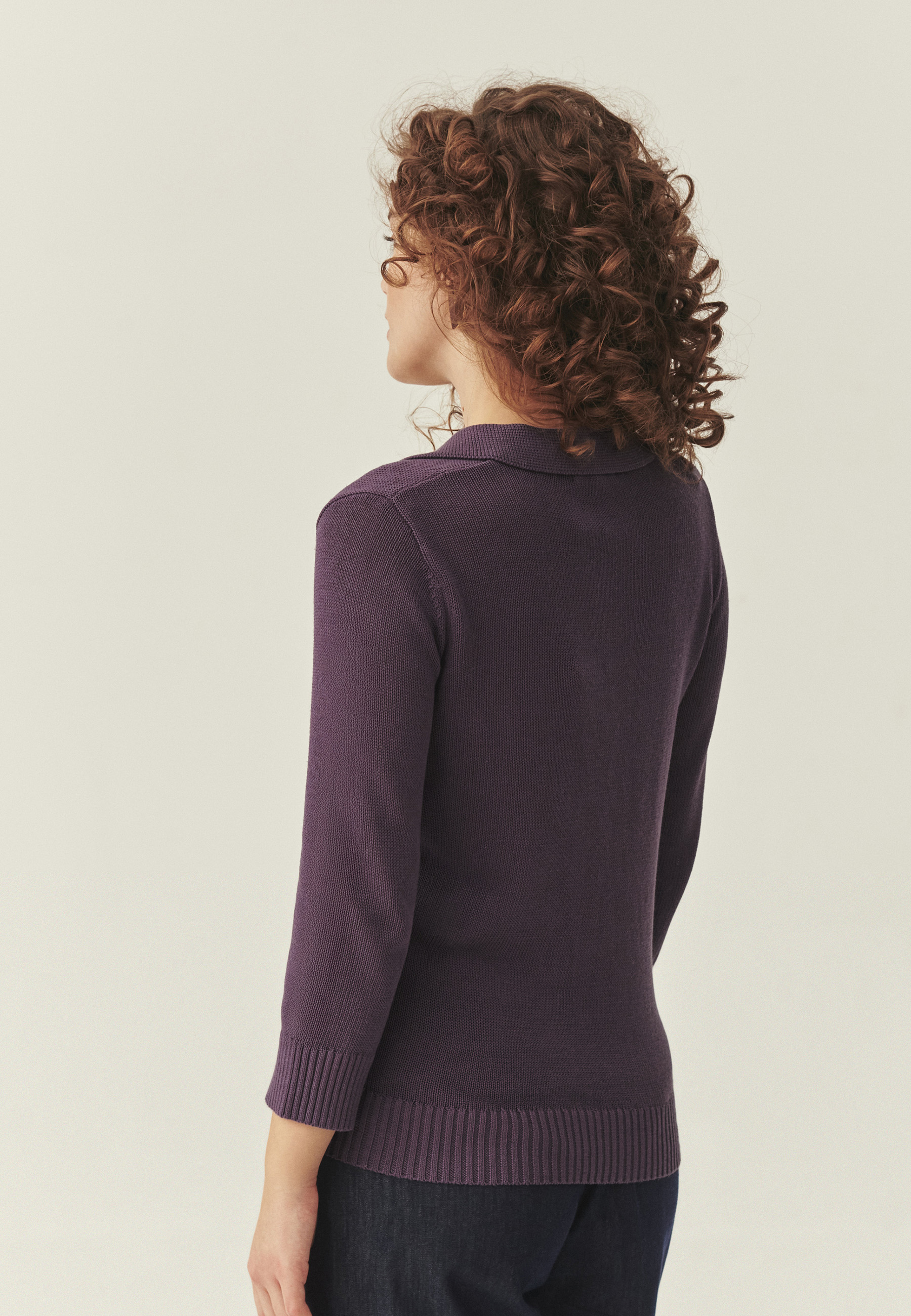 SWETER Z DOMIESZKĄ LNU - IVA FIOLETOWY 2