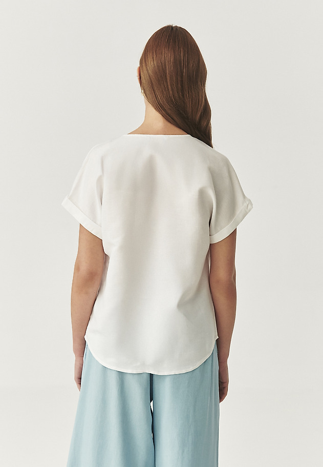 CASUAL SHIRT WITH LINEN - SAMANTA CASUAL SHIRT WITH LINEN - SAMANTA BIAŁY 2