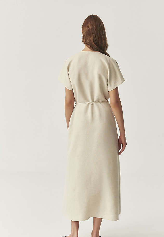 ENVELOPE DRESS WITH LINEN - AMANI 1 ENVELOPE DRESS WITH LINEN - AMANI 1 BEŻOWY 3