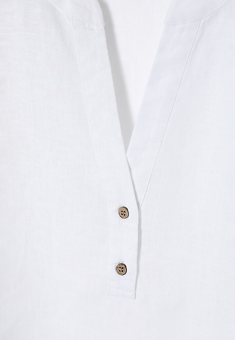 LADIES’ LINEN BLOUSE WITH COCONUT BUTTONS - MARELLI WHITE 2