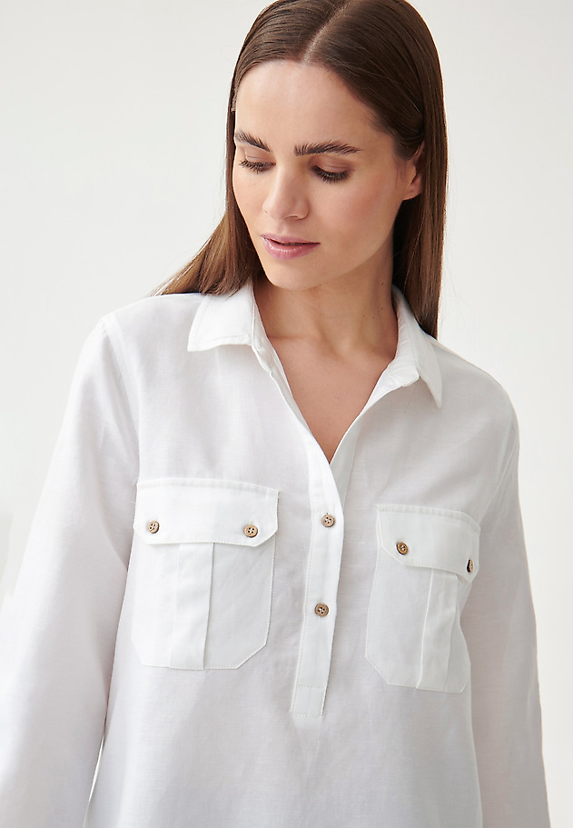 LADIES' LONG BLOUSE WITH POCKETS BALEKO LADIES' LONG BLOUSE WITH POCKETS BALEKO WHITE 5