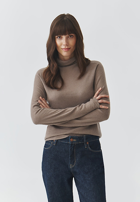 SWETER DAMSKI Z KASZMIRU I JEDWABIU - KALEA BEŻOWY 2