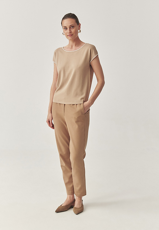 PANTALONI TRICOTAȚI CU TALIE ELASTICĂ - LILOTI PANTALONI TRICOTAȚI CU TALIE ELASTICĂ - LILOTI BEJ 2