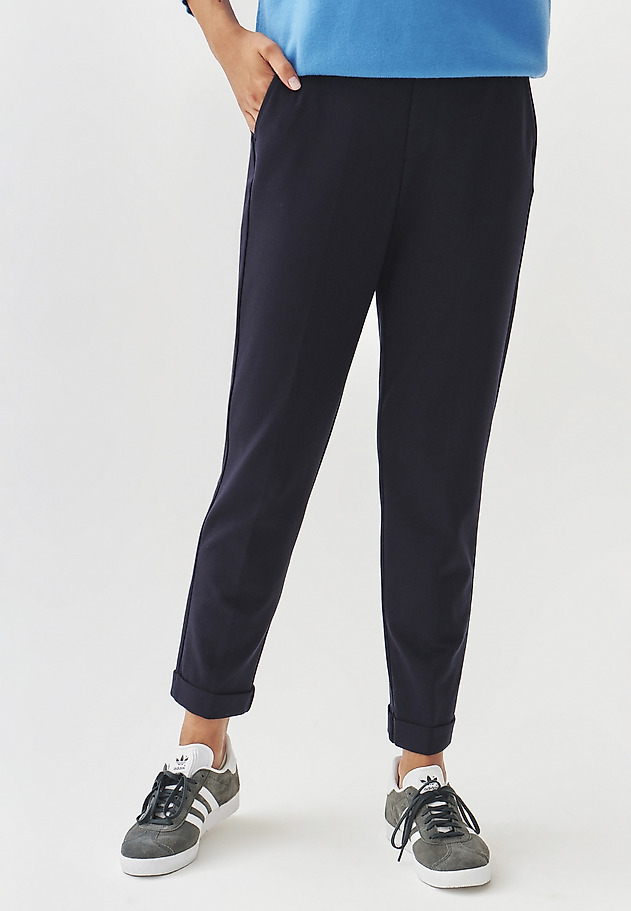 LADIES' KNITTED TROUSERS WITH ELASTIC WAISTBAND - LILO LADIES' KNITTED TROUSERS WITH ELASTIC WAISTBAND - LILO GRANATOWY 2