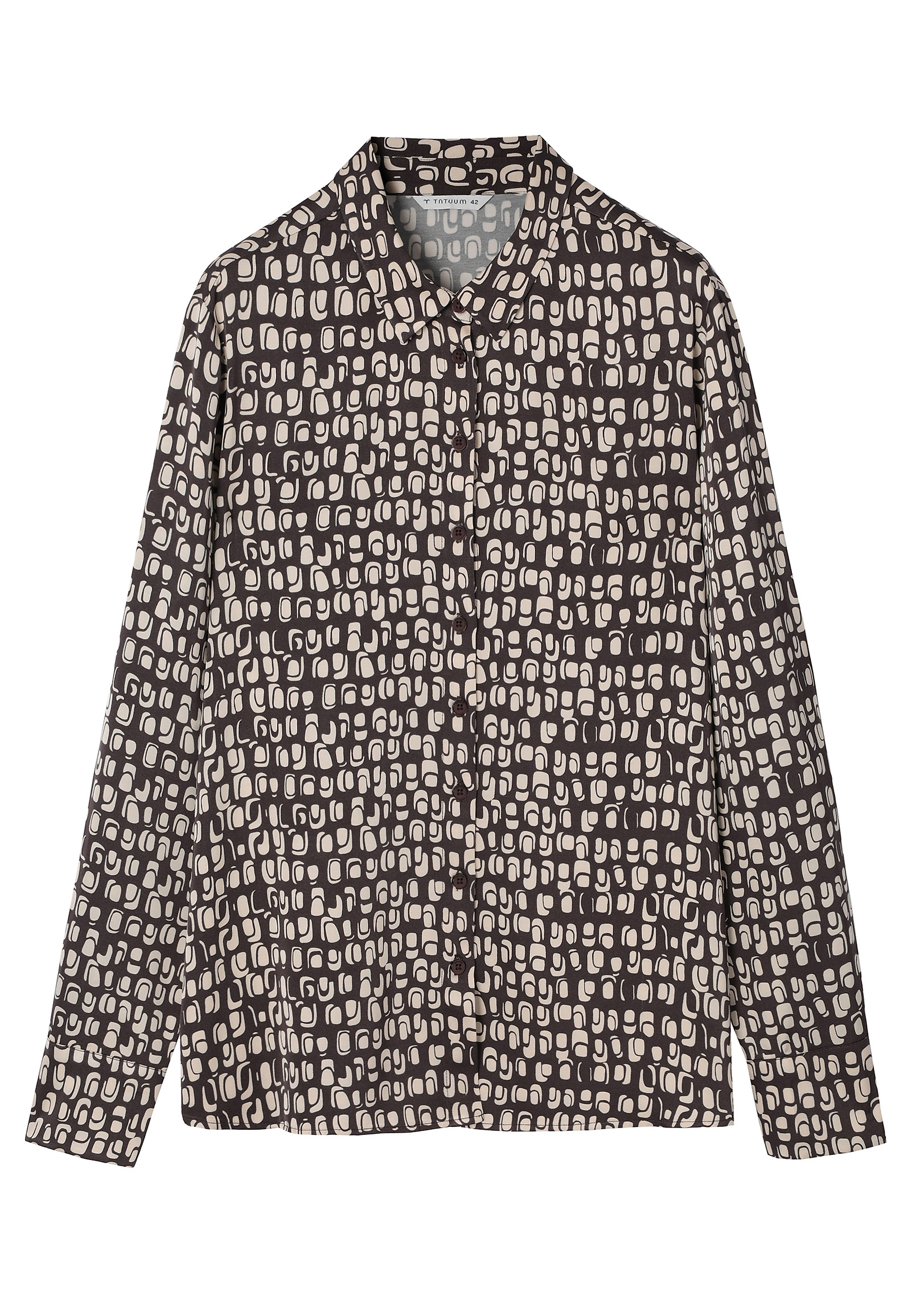 SATIN SHIRT WITH PROPRIETARY DESIGN - NIKA SATIN SHIRT WITH PROPRIETARY DESIGN - NIKA BROWN 116577