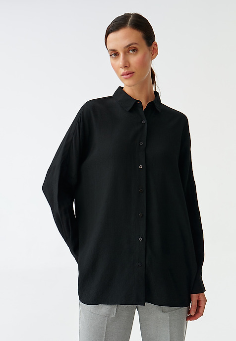 DÁMSKÁ OVERSIZE PLÁTĚNÁ KOŠILE TRIKITI 1 ČERNÁ 2