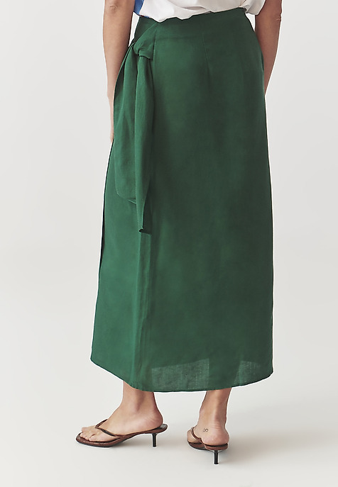 LADIES’ MIDI WRAP SKIRT - RITA 1 GREEN 2