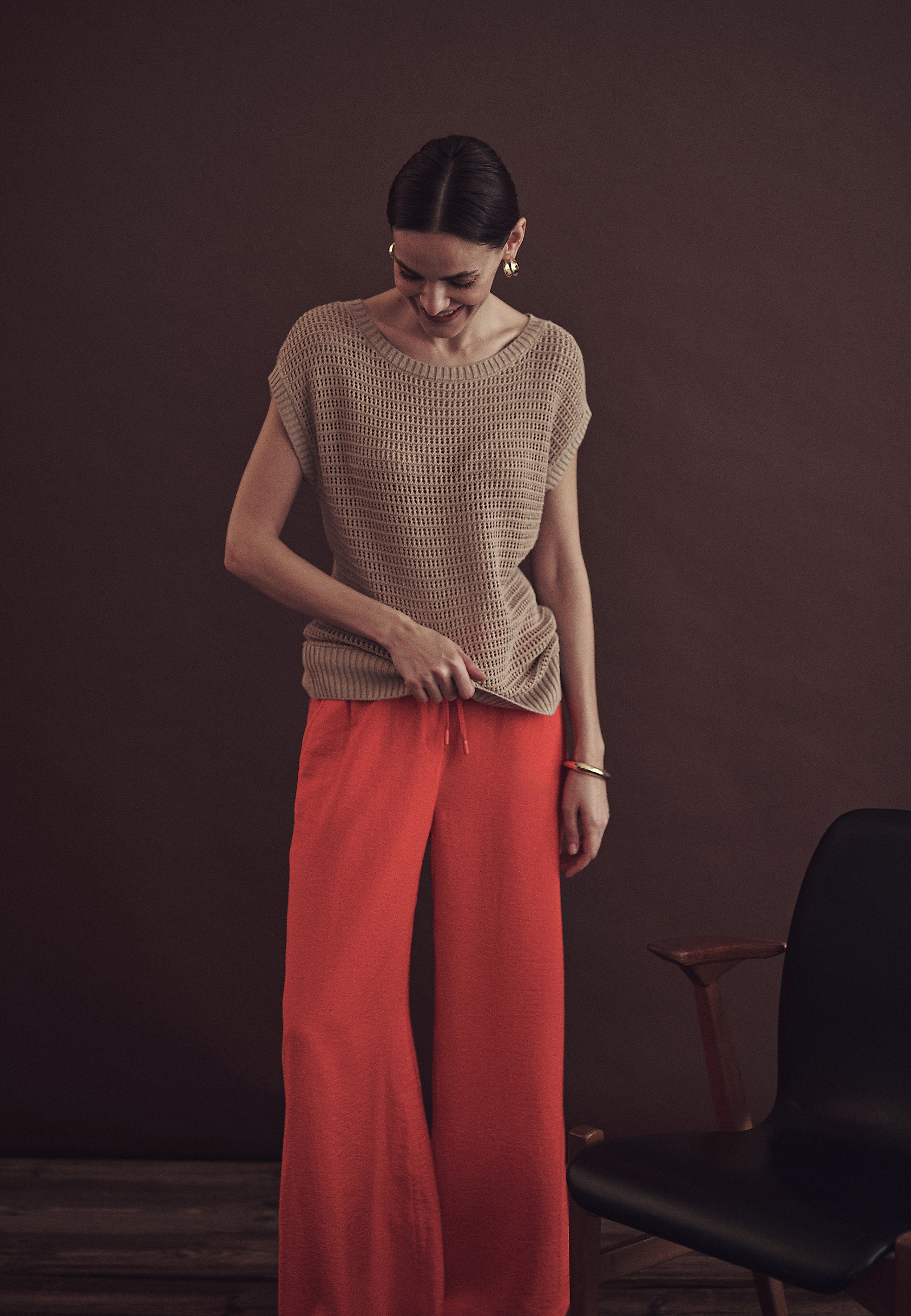 PANTALONI LARGI DIN VISCOZĂ - NAMALIKO 2 PANTALONI LARGI DIN VISCOZĂ - NAMALIKO 2 PORTOCALIU 113433