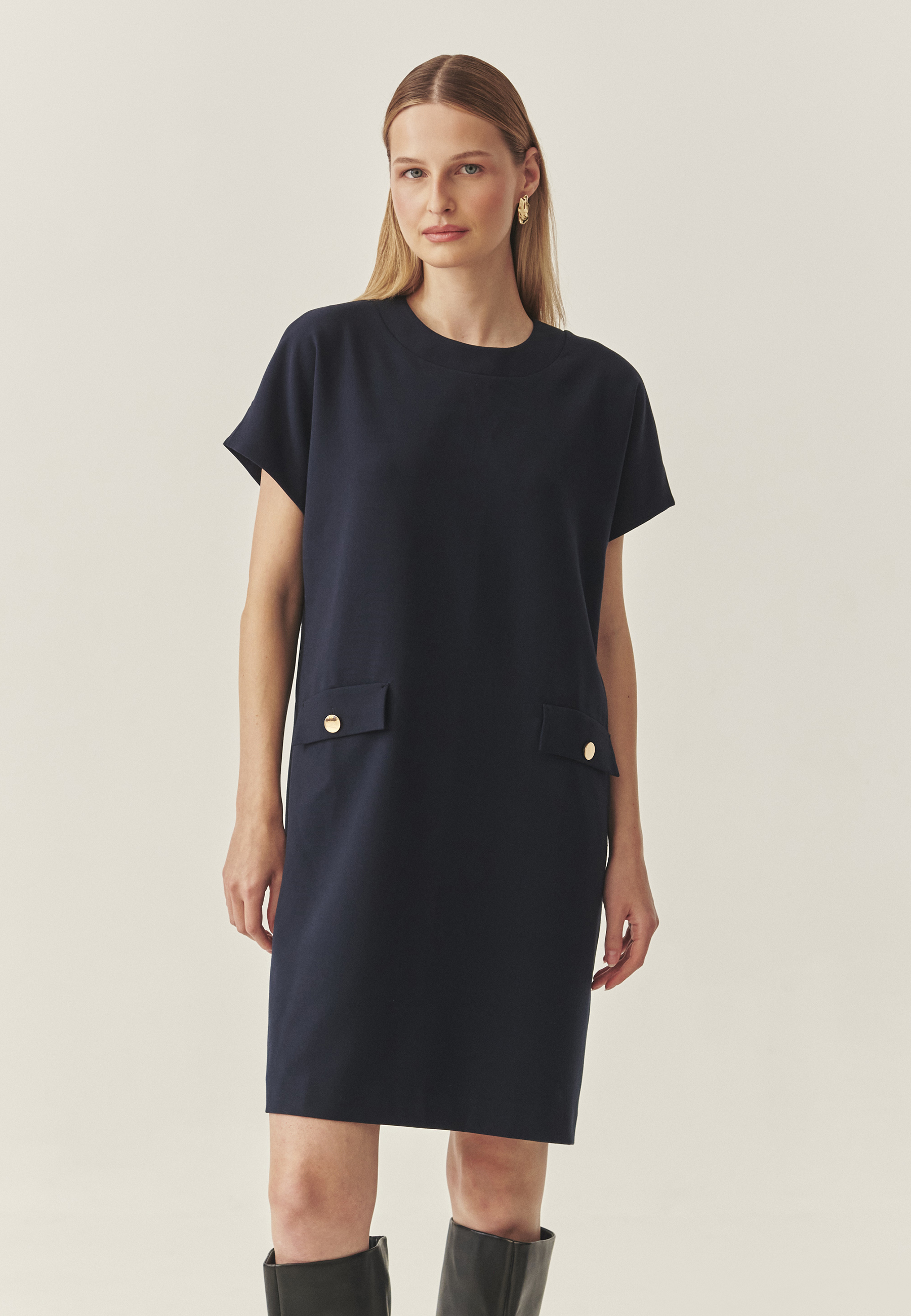 ROCHIE DIN ȚESĂTURĂ, CU BUZUNARE DECORATIVE - MENIRKO BLEUMARIN 2