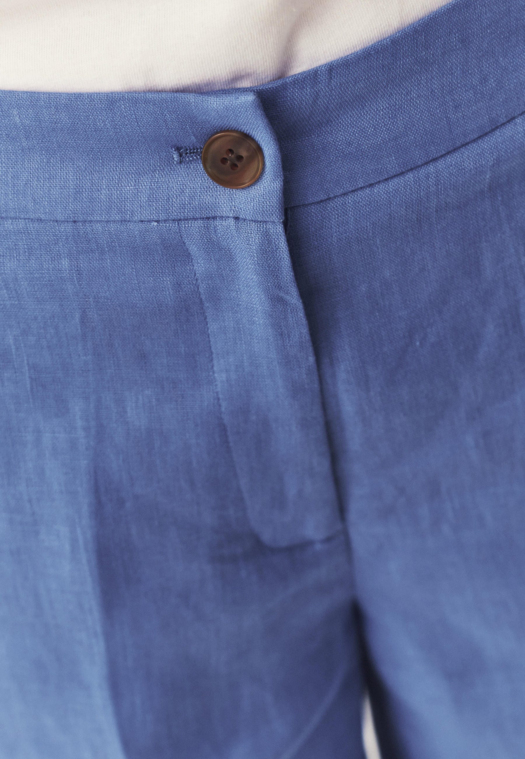 PANTALONI SCURȚI DIN IN, CU DUNGĂ - NAKOMOS ALBASTRU 2