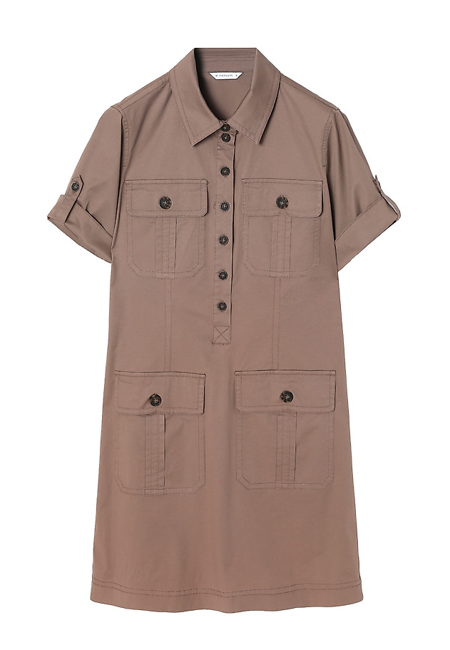 LADIES’ SHIRTWAIST DRESS WITH ROLLED-UP SLEEVES - SAPRITI LADIES’ SHIRTWAIST DRESS WITH ROLLED-UP SLEEVES - SAPRITI KHAKI 6