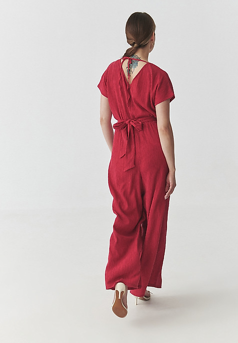 FUCHSIA WIDE-LEG JUMPSUIT — KOREKI 1 RED 2