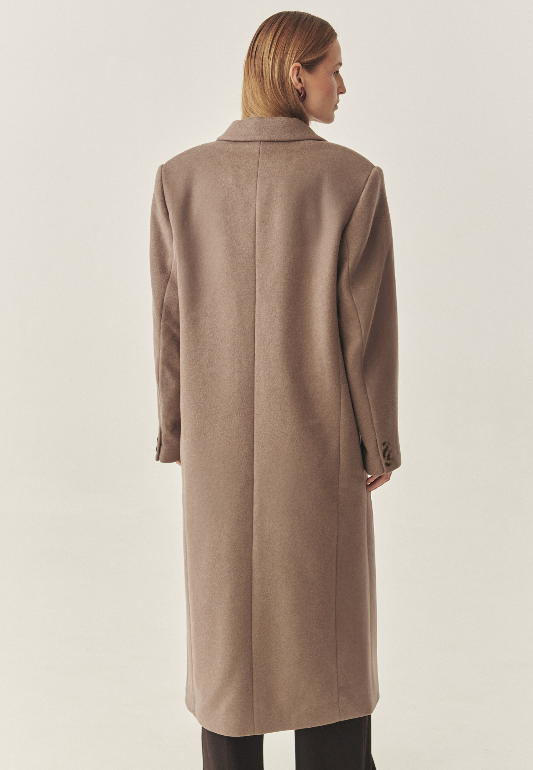 PALTON DE DAMĂ CU UN RÂND DE NASTURI CU BUZUNARE ÎNCĂPĂTOARE - MAWE BEJ 2