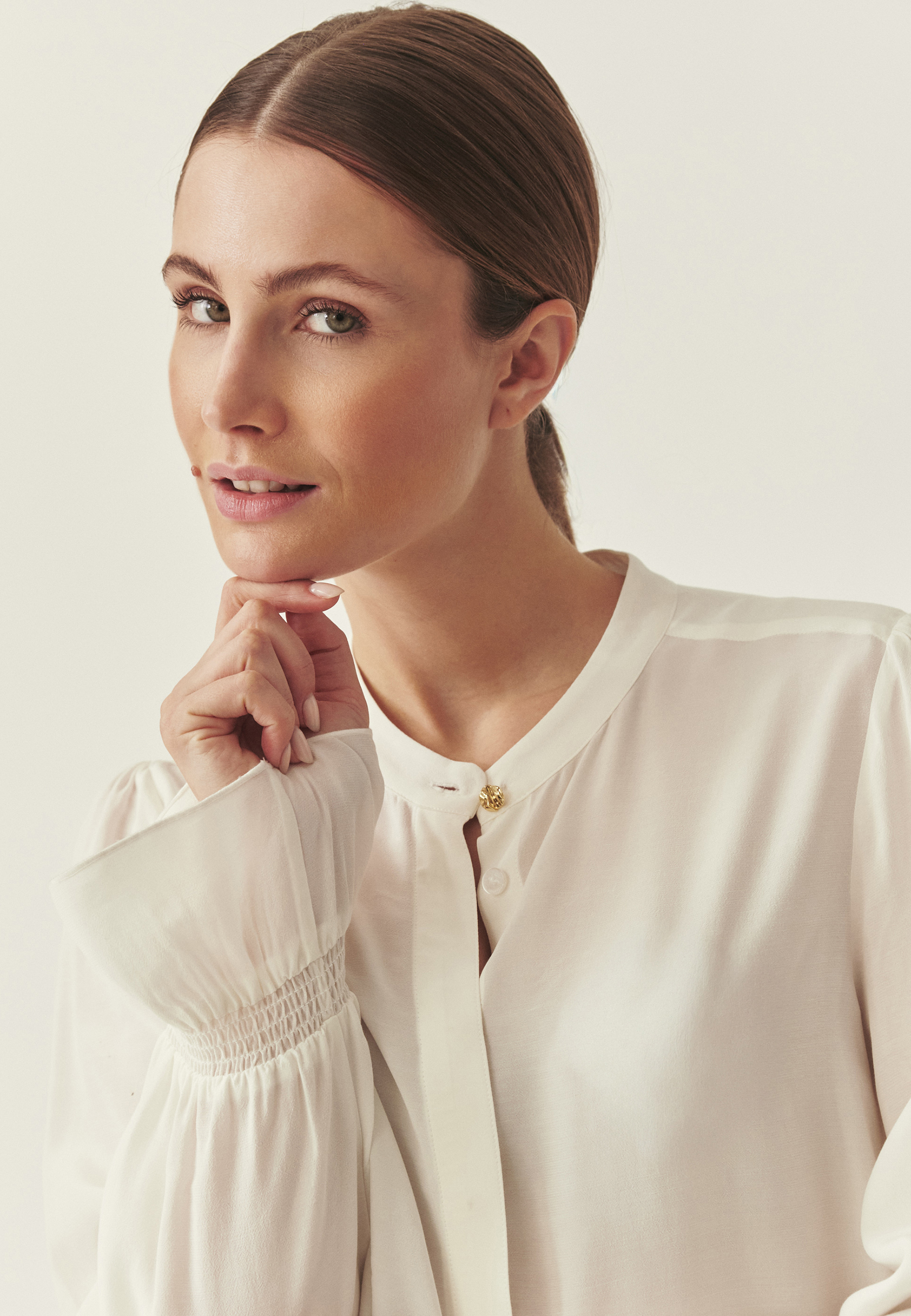 ELEGANCKA KOSZULA Z WISKOZĄ LENZING™ ECOVERO™ - MANON ECRU 2