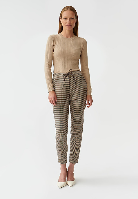 PANTALONI DE DAMĂ DIN ȚESĂTURĂ CU CAROURI MOBIKO MULTICOLOR 2