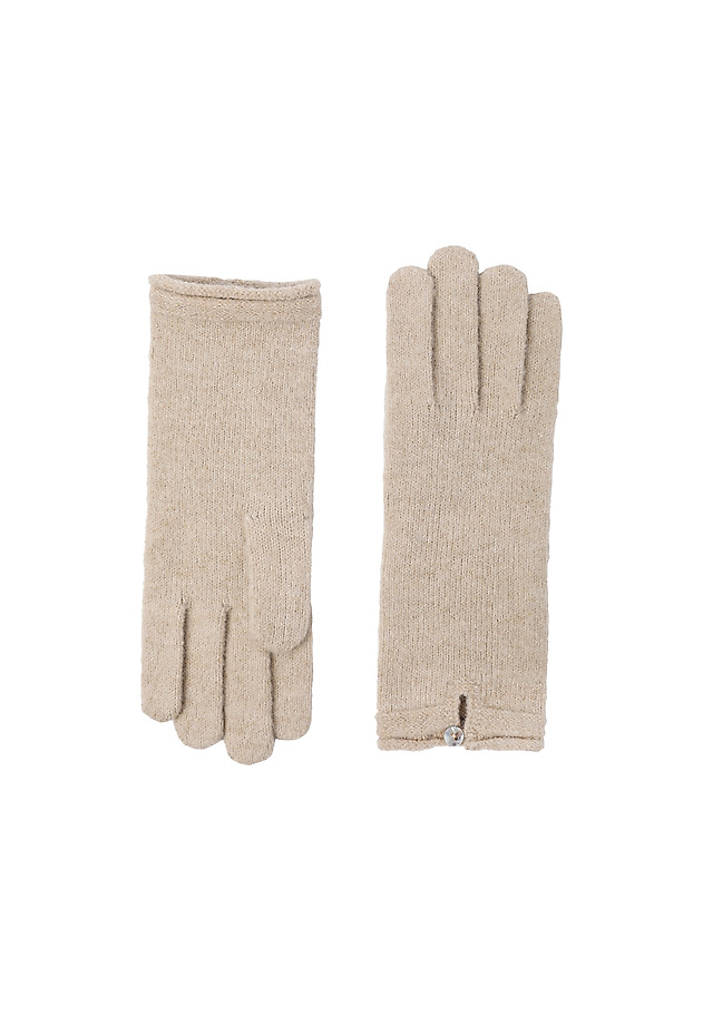 LADIES' KNITTED GLOVES WITH SHINY YARN — DENKI LADIES' KNITTED GLOVES WITH SHINY YARN — DENKI BEŻOWY 2