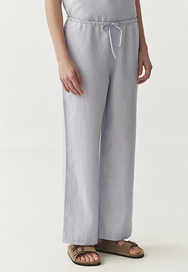 LINEN TROUSERS WITH WIDE LEG - CANELA LINEN TROUSERS WITH WIDE LEG - CANELA FIOLETOWY 2