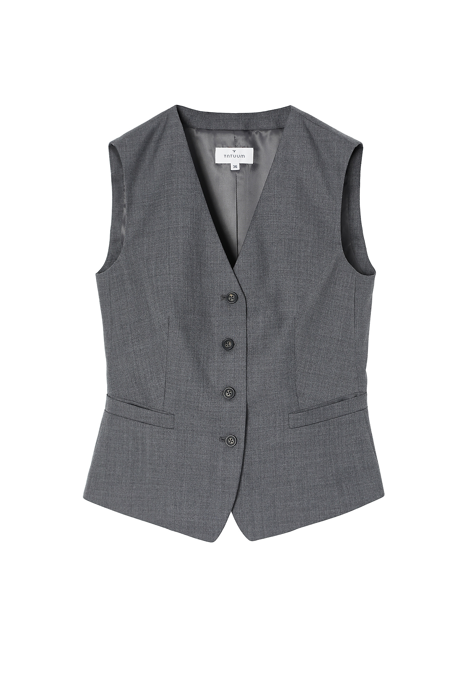 KLASYCZNA DAMSKA KAMIZELKA GARNITUROWA - RONITA 1 KLASYCZNA DAMSKA KAMIZELKA GARNITUROWA - RONITA 1 SZARY 103835