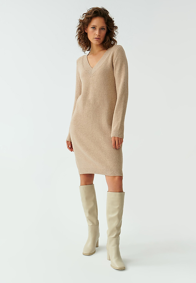 LADIES’ LONG-SLEEVED DRESS PLITI LADIES’ LONG-SLEEVED DRESS PLITI BEIGE 1