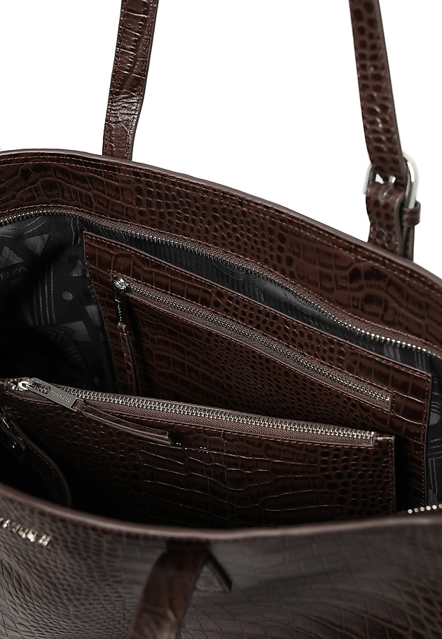 SKÓRZANA TORBA SHOPPER Z KOSMETYCZKĄ - MAHOGANY SKÓRZANA TORBA SHOPPER Z KOSMETYCZKĄ - MAHOGANY BRĄZOWY 6