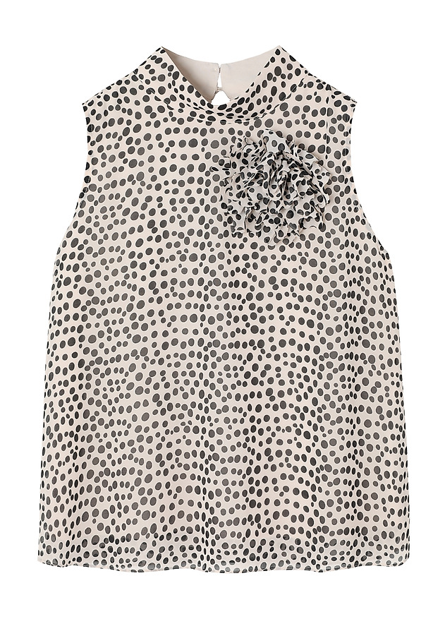 PATTERNED BLOUSE WITH FLORAL ACCENT - FLORIANA PATTERNED BLOUSE WITH FLORAL ACCENT - FLORIANA BEIGE 7