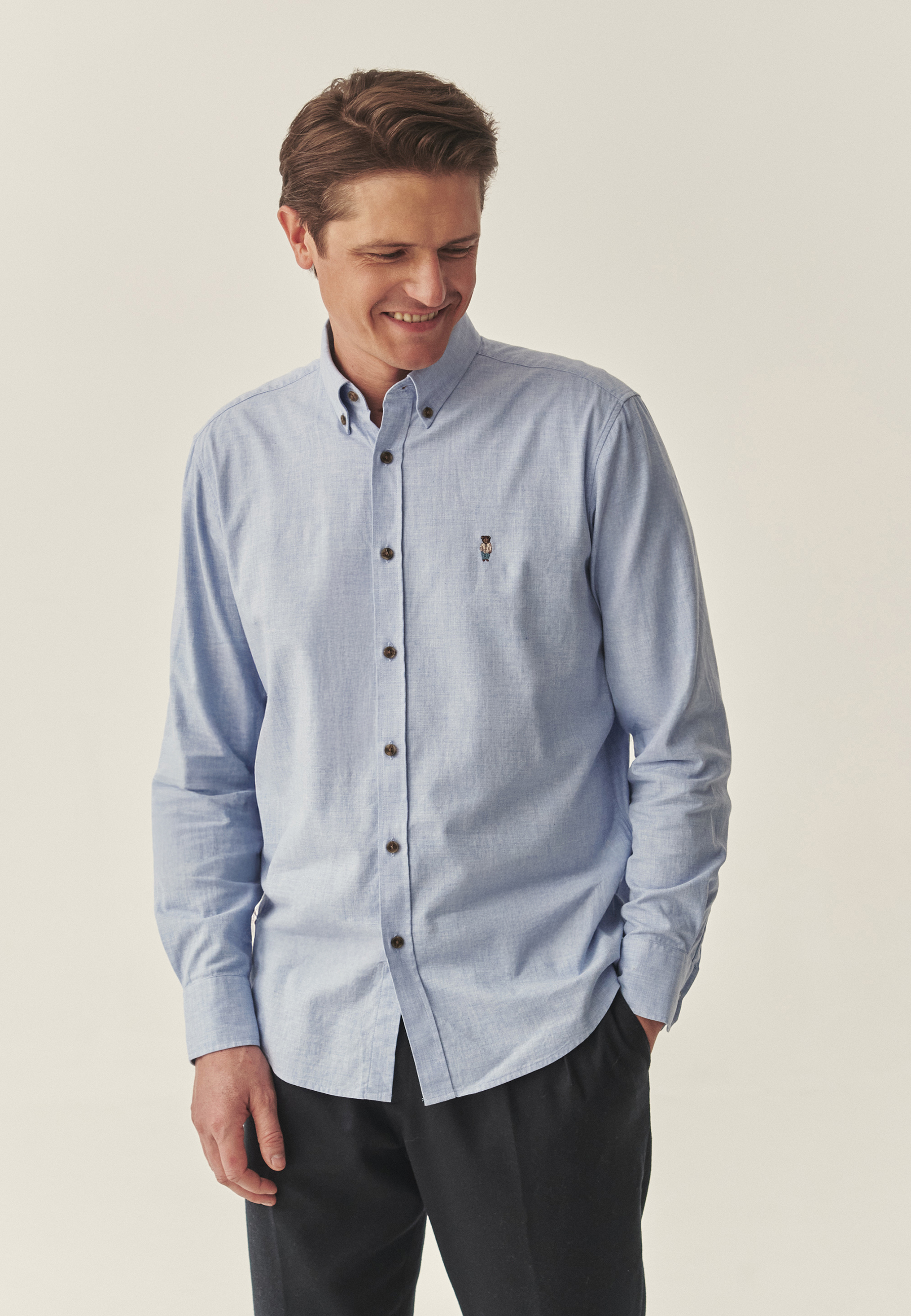 BAWEŁNIANA KOSZULA MĘSKA - MARCO CLASSIC NIEBIESKI 2