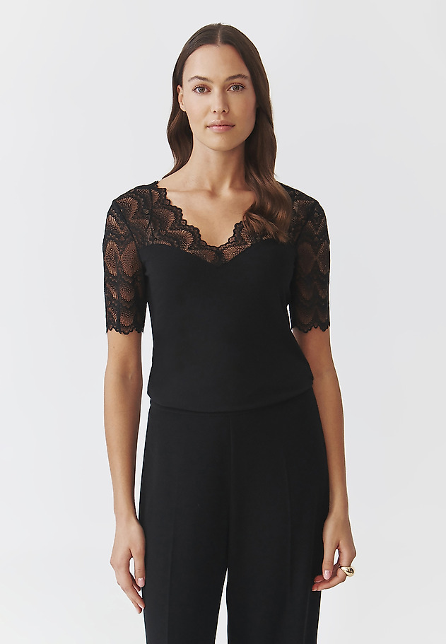 LADIES' KNITTED BLOUSE WITH LACE-UP NECKLINE — LACEY LADIES' KNITTED BLOUSE WITH LACE-UP NECKLINE — LACEY CZARNY 3