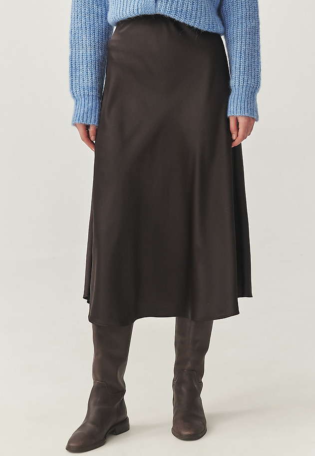 SATIN MIDI SKIRT - SATINI 4 SATIN MIDI SKIRT - SATINI 4 BROWN 3