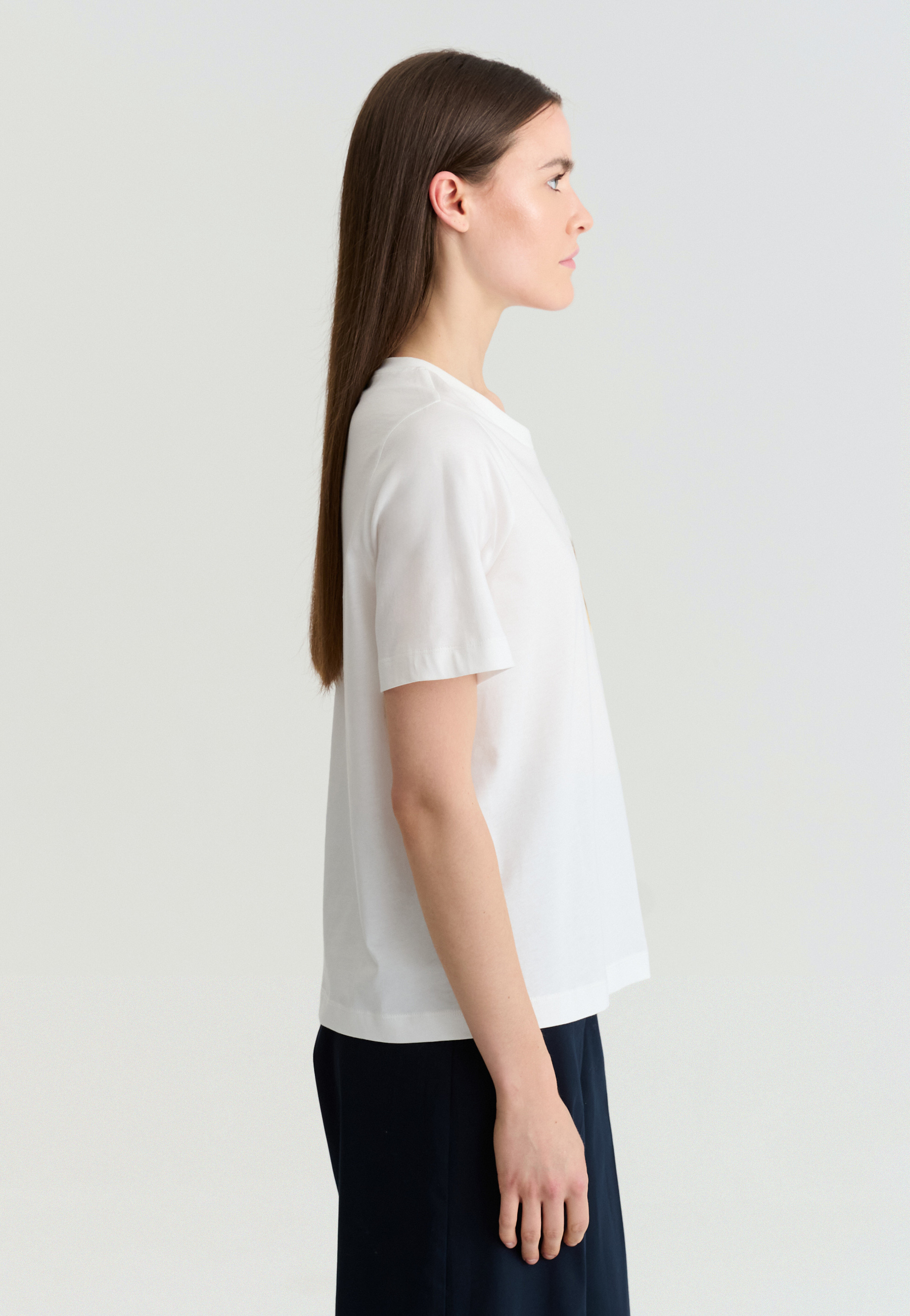 BAWEŁNIANY T-SHIRT Z NADRUKIEM - LANDA 1 ECRU 2