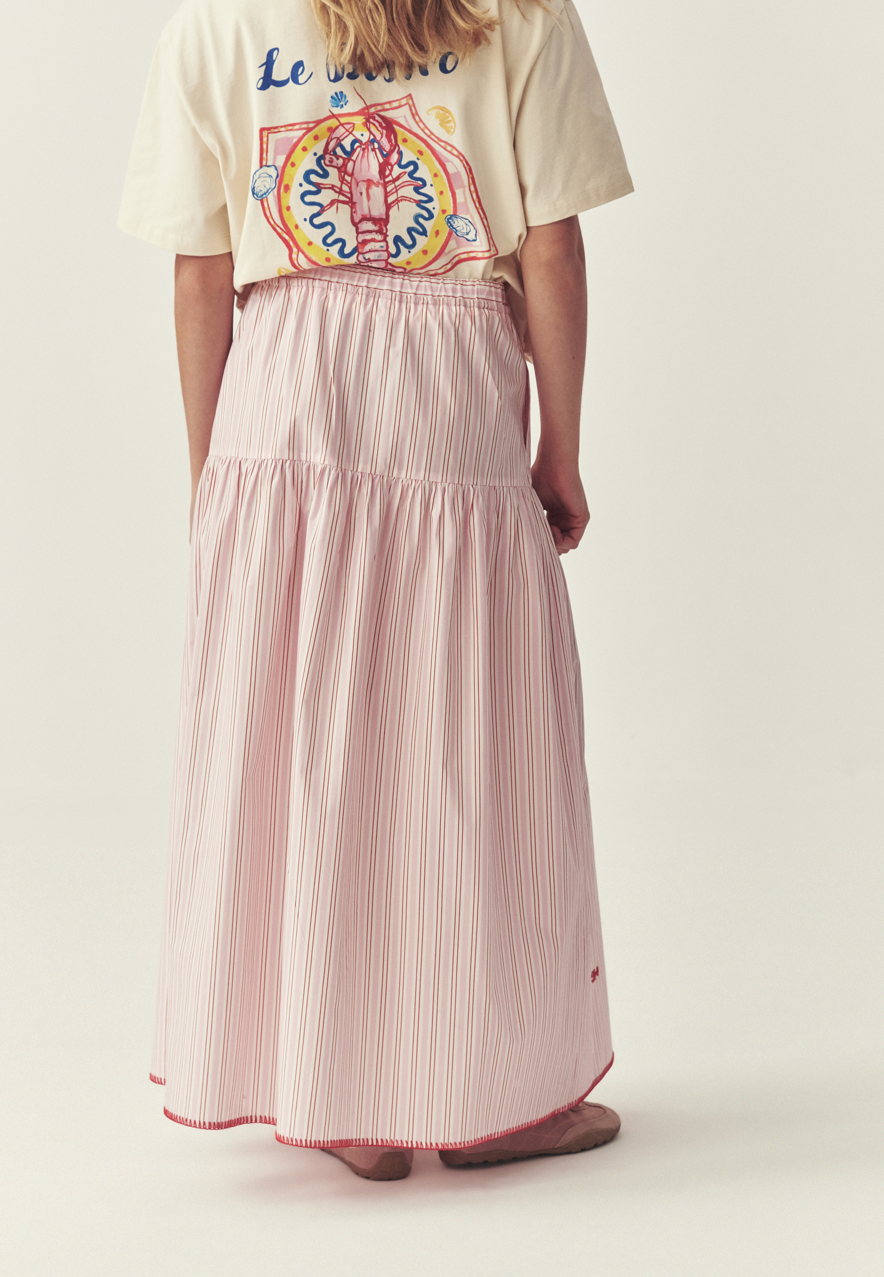 BAWEŁNIANA SPÓDNICA W PASKI - CORI RÓŻOWY 2