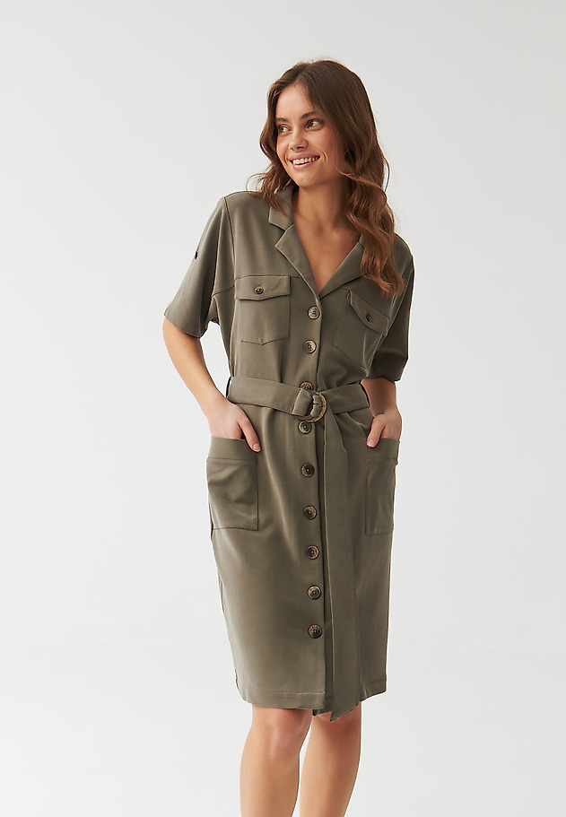 LADIES’ SHIRTDRESS WITH ADDITIONAL BELT - ZOE LADIES’ SHIRTDRESS WITH ADDITIONAL BELT - ZOE KHAKI 7