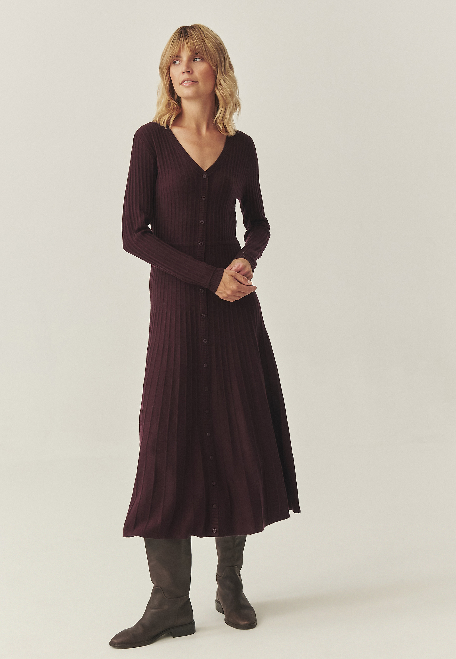 FLARED MIDI DRESS WITH WOOL - NITANA FLARED MIDI DRESS WITH WOOL - NITANA RED 117681